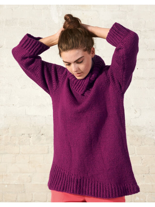 Lana Grossa TRUI IN TRICOTSTEEK MET GEDEELDE KRAAG Alta Moda Cashmere 16