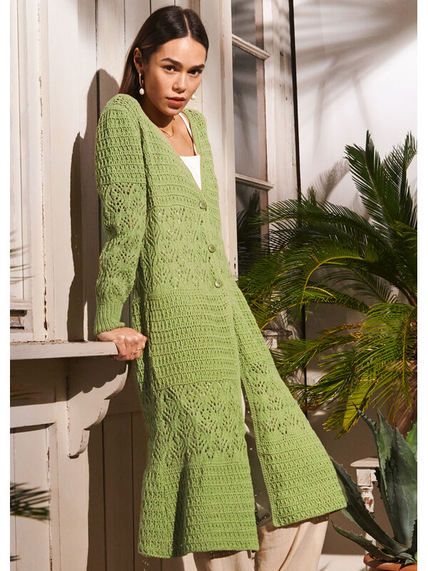 Lana Grossa MANTEL MET RELIEF- EN AJOURPATROON Elastico