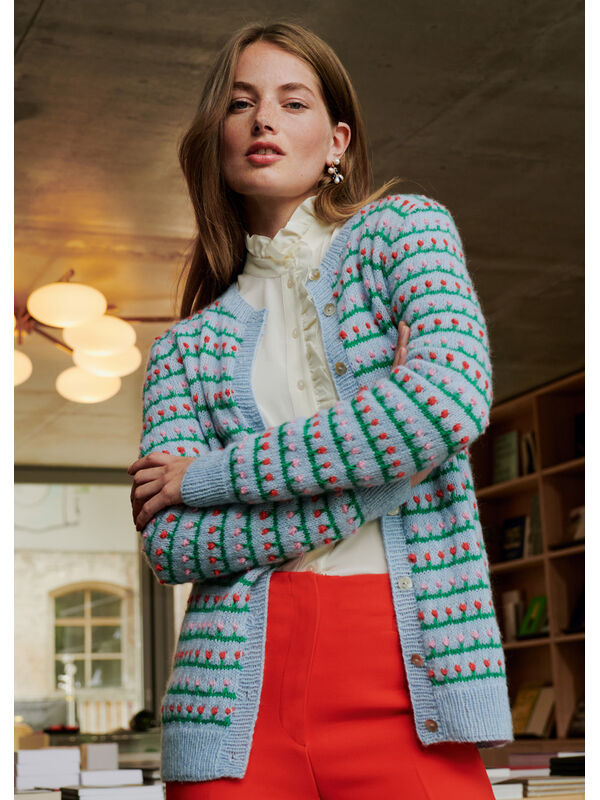 Lana Grossa VEST IN BLOEMENPATROON Ecopuno