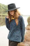 Lana Grossa TRUI IN KABELSTRUCTUURPATROON MET OPGENAAIDE GEBREIDE KOORDEN Cool Merino Print