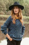 Lana Grossa TRUI IN KABELSTRUCTUURPATROON MET OPGENAAIDE GEBREIDE KOORDEN Cool Merino Print