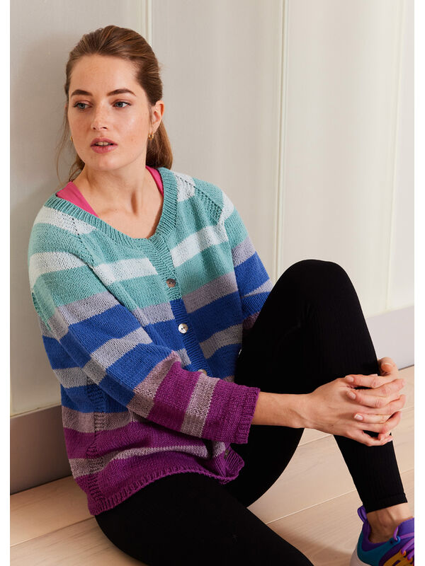 Lana Grossa GESTREEPT VEST MET 3/4-MOUWEN IN TRICOTSTEEK Brigitte No. 4