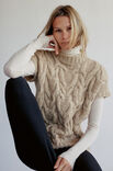 Lana Grossa SLIPOVER MET KABELPATROON Natural Alpaca Pelo