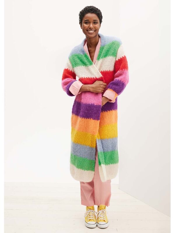 Lana Grossa MANTEL IN TRICOTSTEEK MET STREPEN Mohir Moda