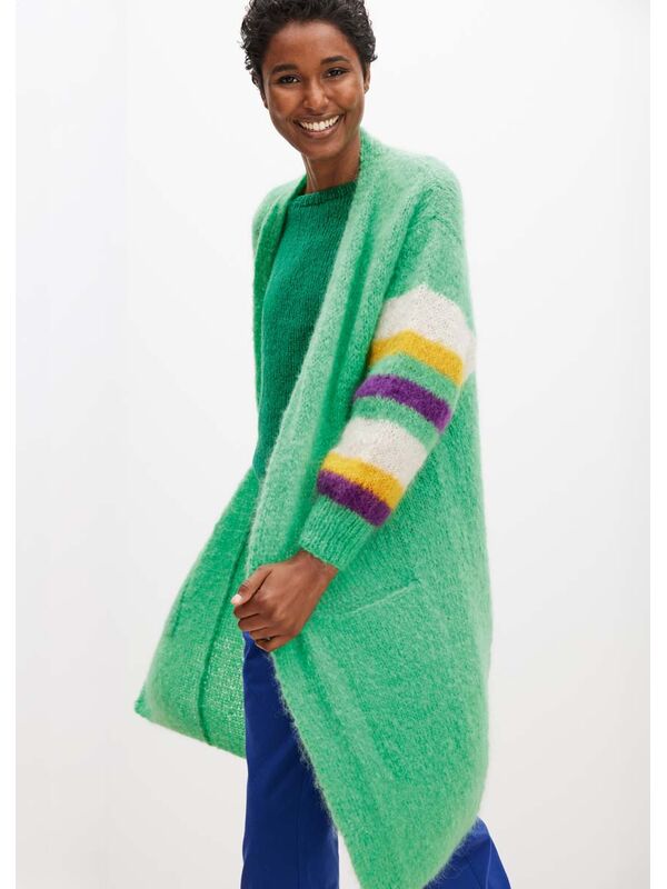 Lana Grossa LANG VEST IN TRICOTSTEEK MET GESTREEPTE MOUWEN Mohair Moda
