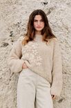 Lana Grossa TRUI IN TRICOTSTEEK MET GEBORDUURDE BLOEMEN Royal Alpaca & Twinny