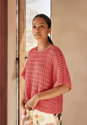 GEHAAKT SHIRT Natural Superkid Tweed & Filo Paillettes van Lana Grossa