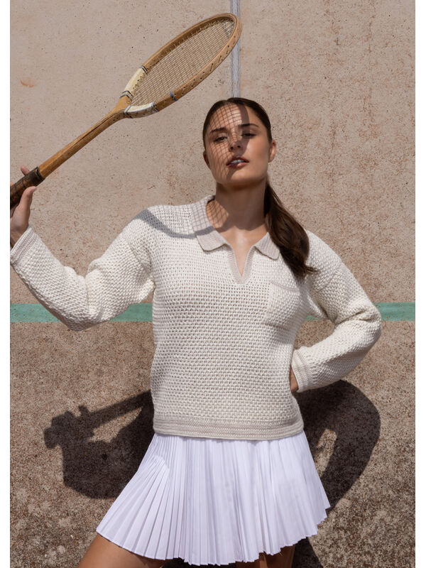 FILATI Studio GEHAAKTE TRUI MET POLOKRAAG Landlust Alpaka Merino 160