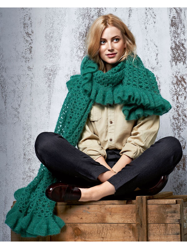 Lana Grossa STOLA IN AJOURPATROON MET VOLANT Silkhair