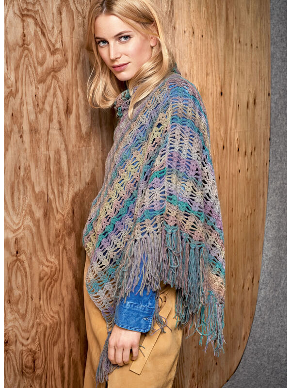 Lana Grossa GEHAAKTE PONCHO MET FRANJES Cashmere 16 Fine Degradé