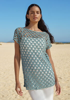 SHIRT IN FILIGRAIN GAATJESPATROON Solo Lino van Lana Grossa