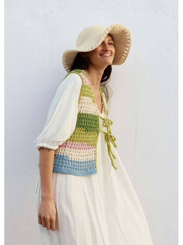 Lana Grossa VEST IN FILETHAKEN Natural Cotton