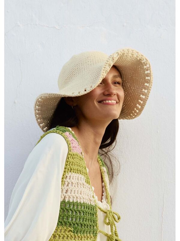 Lana Grossa HOED IN VASTEN MET BREDE RAND Natural Cotton
