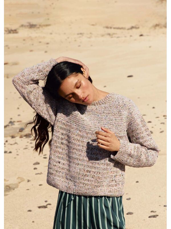 Lana Grossa TRUI MET RAGLANMOUWEN IN ROOSTERPATROON EN VASTEN Maglia