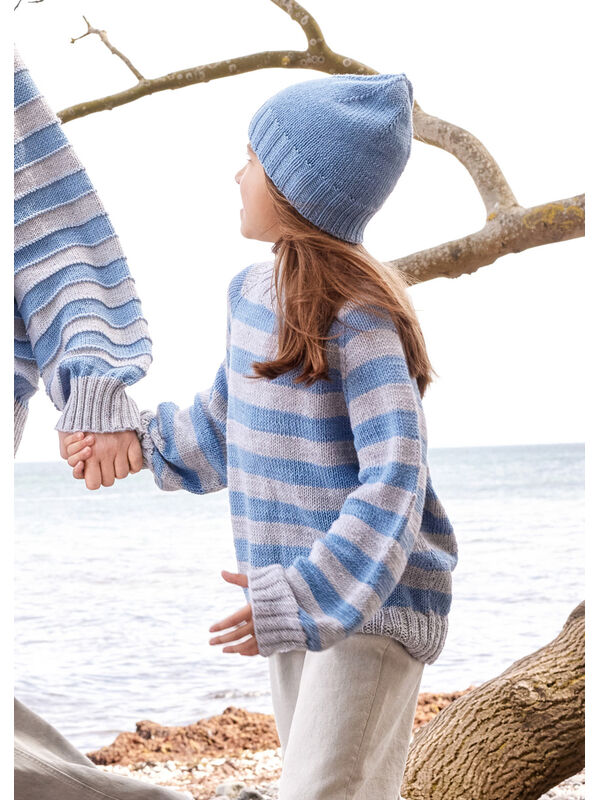 Lana Grossa TOP DOWN GESTREEPTE KINDERTRUI Cool Wool Big Mèlange