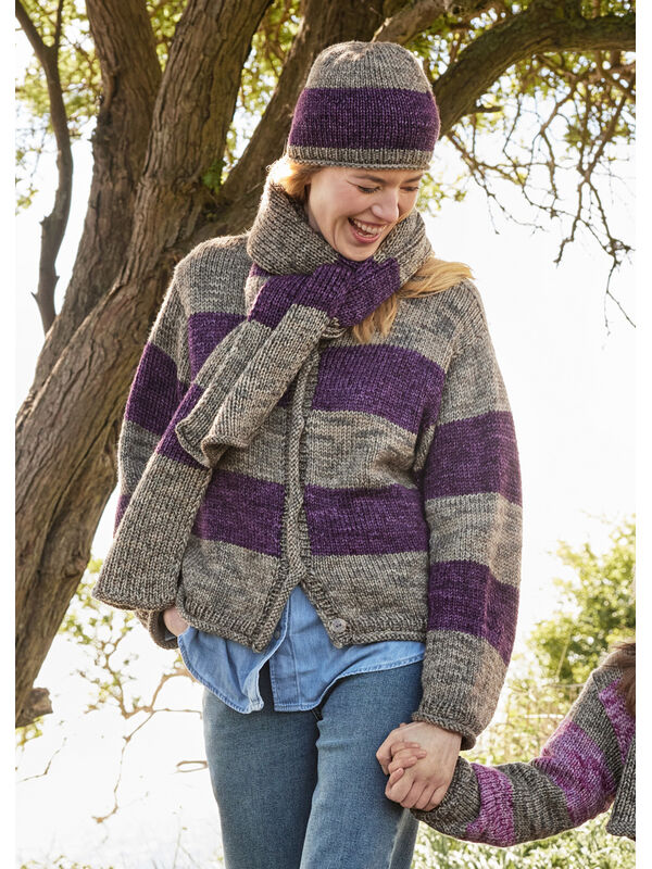 Lana Grossa TOP DOWN VEST MET BREDE STREPEN Vintage Chunky
