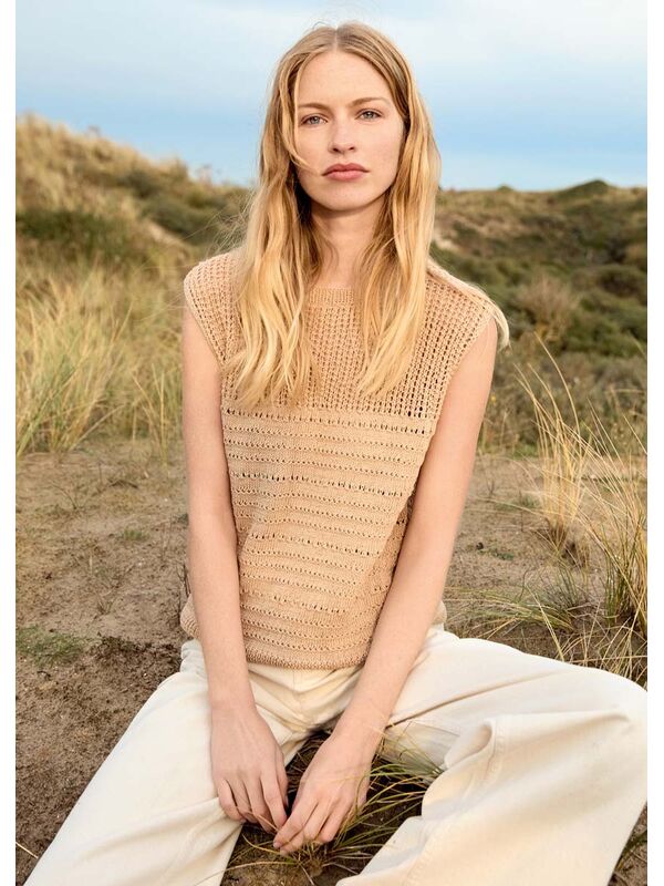 Lana Grossa TOPJE IN STRUCTUUR- EN GAATJESPATROON Cotton Wool