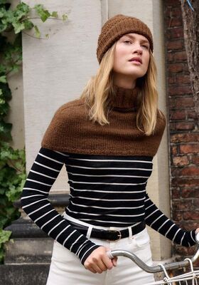 KORTE PONCHO Natural Lama Chunky van Lana Grossa