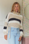Lana Grossa TRUI MET STRIKBANDJES Natural Alpaca Lungo