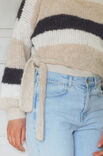 Lana Grossa TRUI MET STRIKBANDJES Natural Alpaca Lungo