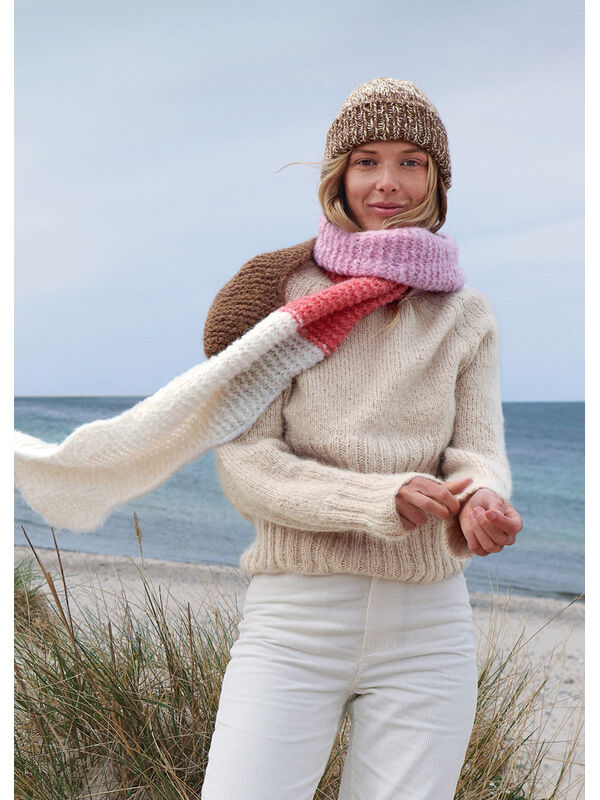 Lana Grossa SJAAL MET KLEURVLAKKEN Natural Alpaca Lungo