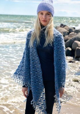 GEHAAKTE STOLA Natural Superkid Tweed van Lana Grossa