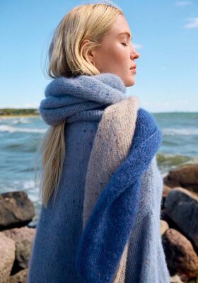 DIAGONALE SJAAL Natural Superkid Tweed van Lana Grossa