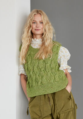 SLIPOVER MET KABELS Natural Alpaca Pelo & Natural Superkid Tweed van Lana Grossa