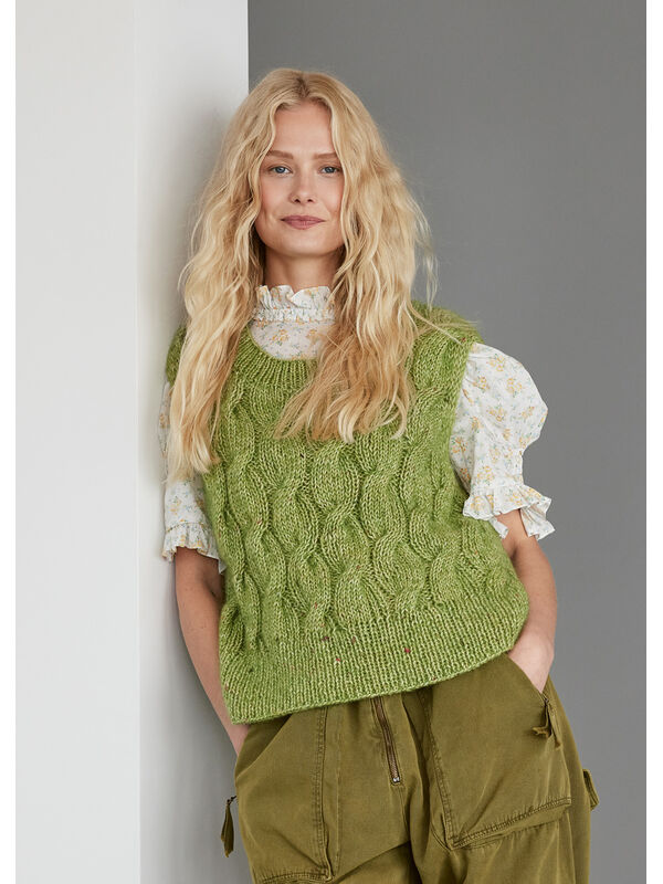 Lana Grossa SLIPOVER MET KABELS Natural Alpaca Pelo & Natural Superkid Tweed