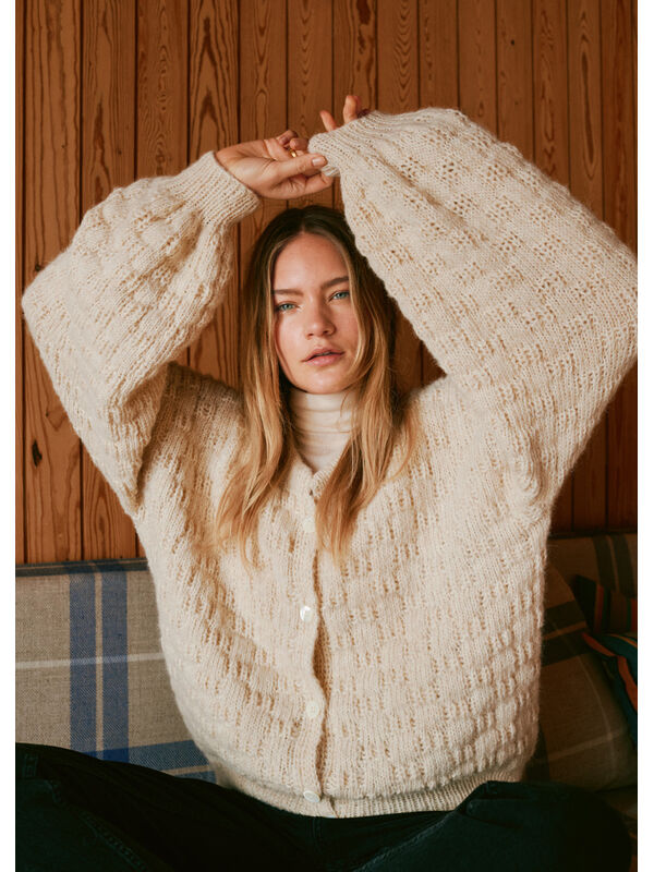 Lana Grossa VEST IN DOBBELSTEENPATROON Natural Alpaca Pelo