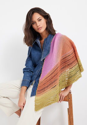 HALFRONDE DOEK Cool Wool Lace Hand-dyed van Lana Grossa