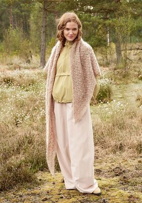 GEHAAKTE STOLA Natural Superkid Tweed van Lana Grossa