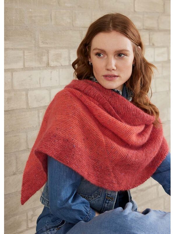 Lana Grossa ASYMMETRISCHE STOLA Merino Lace Aquarell & Natural Superkid Tweed