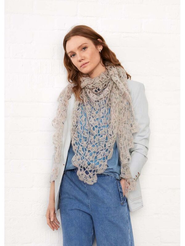 Lana Grossa GEHAAKTE SJAAL Natural Superkid Tweed