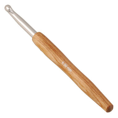 Lana Grossa Haaknaald Aluminium met Houten Greep Designer Hout Signal dikte 6,5