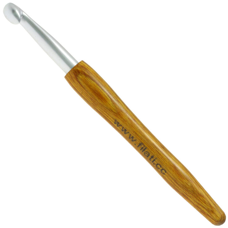 Lana Grossa Haaknaald Aluminium met Houten Greep Designer Hout Signal dikte 9,0