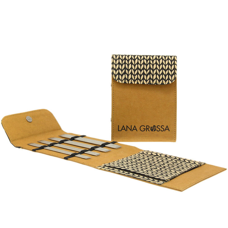 Lana Grossa Set van naalden zonder knop Roestvrij Staal 15 cm (bruin)