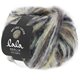 Lana Grossa BRUSHY Uni/Print (lala BERLIN) | 104-ruwe witte/zandgeel/antraciet/grijs bruin
