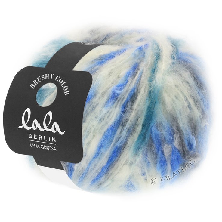 Lana Grossa BRUSHY Uni/Print (lala BERLIN) | 205-wit/licht grijs/donker grijs/jeans/royaal