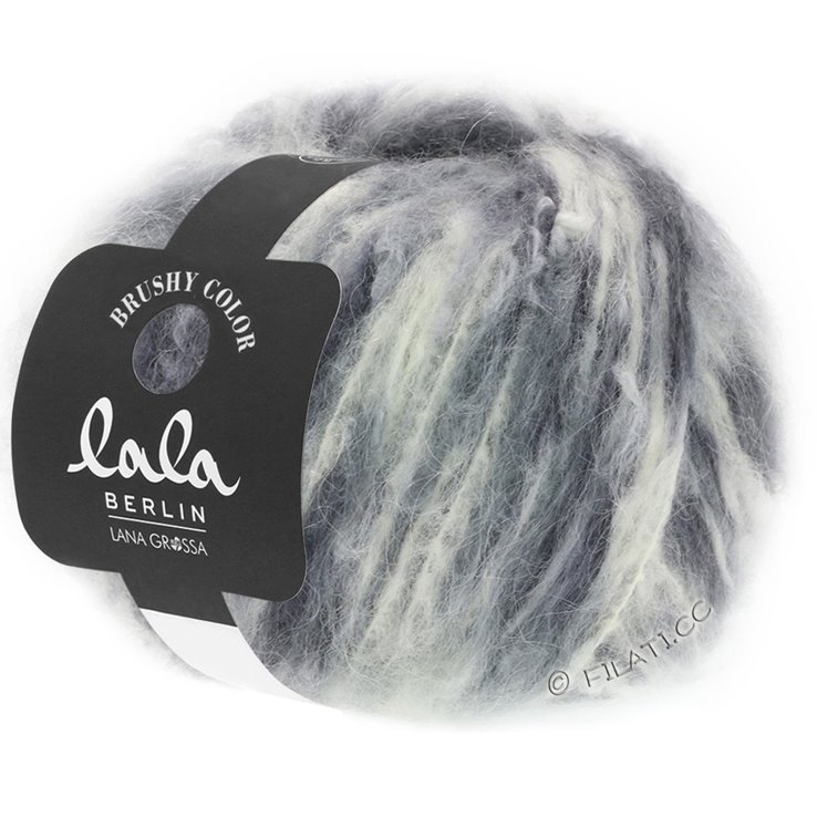 Lana Grossa BRUSHY Uni/Print (lala BERLIN) | 207-wit/grijs/zwart