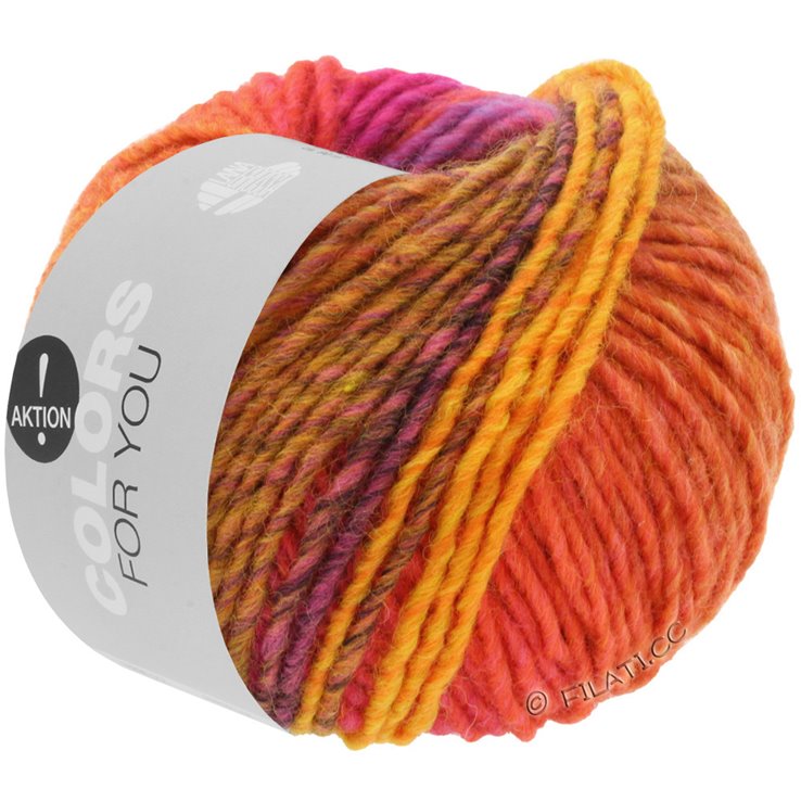Lana Grossa COLORS FOR YOU | 139-foksia/roest/oranjegeel/donker bruin/paars/rood/koraal/oranje