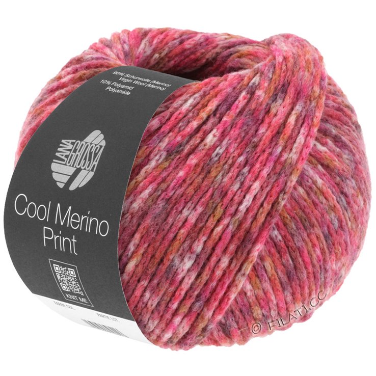 Lana Grossa COOL MERINO Print | 101-donker rood/grijs/rose/rood