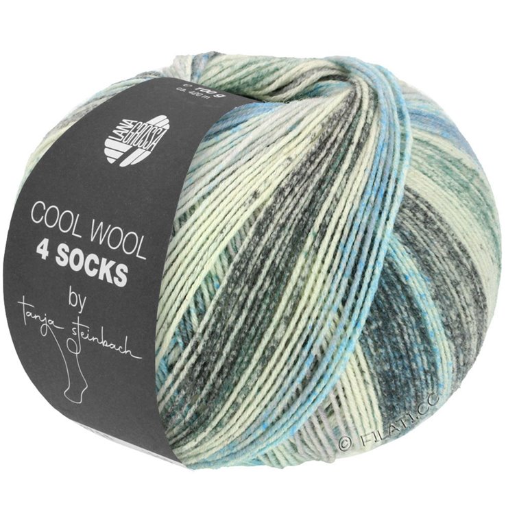 Lana Grossa COOL WOOL 4 SOCKS PRINT | 7751-licht grijs/middelen grijs/donker grijs/licht blauw/jeans/groengrijs