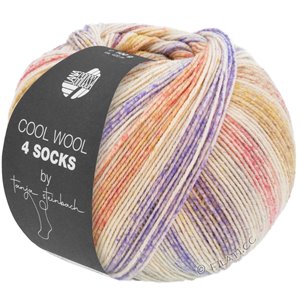 Lana Grossa COOL WOOL 4 SOCKS PRINT | 7762-kaki/natuur/rose/antieke violet/paars/licht grijs/mosterdgeel/taupe/licht rood