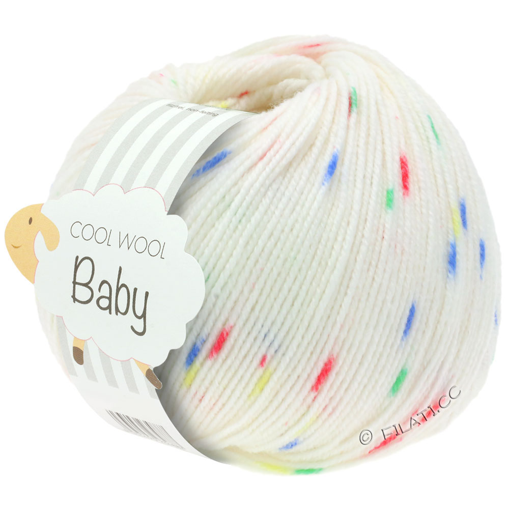 Lana Grossa COOL WOOL Baby 25g | 351-wit/blauw/groen/geel
