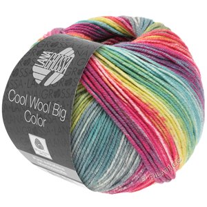Lana Grossa COOL WOOL Big Color | 4019-kaki/geel/oranjerood/felroze/bes/ecru/munt
