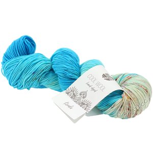 Lana Grossa COOL WOOL  Hand-dyed | 110-azuurblauw/licht blauw/ruwe witte/foksia
