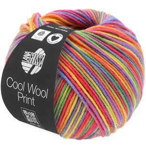 Lana Grossa COOL WOOL  Print | 703-paars/groen/framboos/oranje/geel/blauw