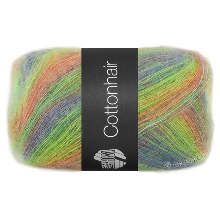 Lana Grossa COTTONHAIR | 102-oranje/groen/geelgroen/blauw violet/grijs bruin