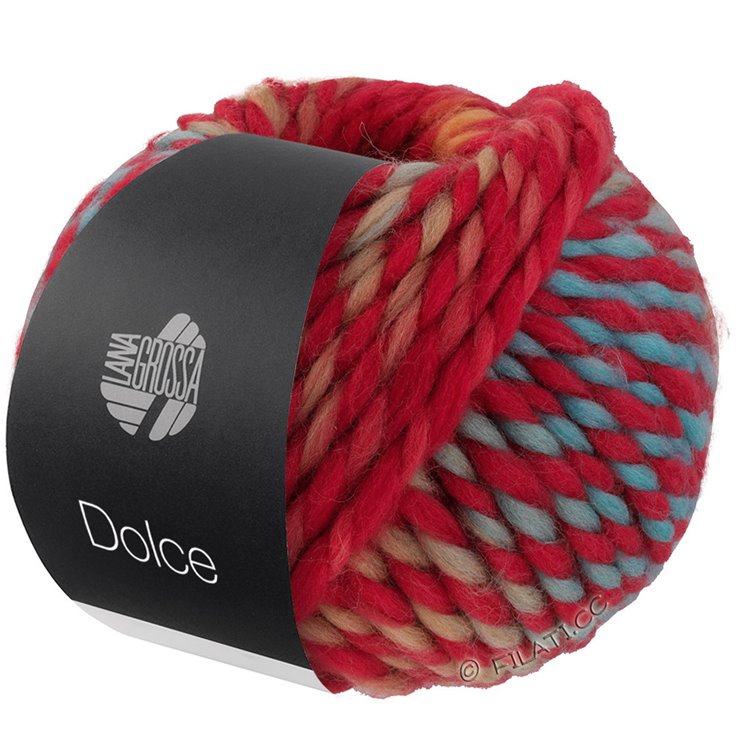 Lana Grossa DOLCE | 09-rood/licht petrol/Roest oranje/aardbeirrood
